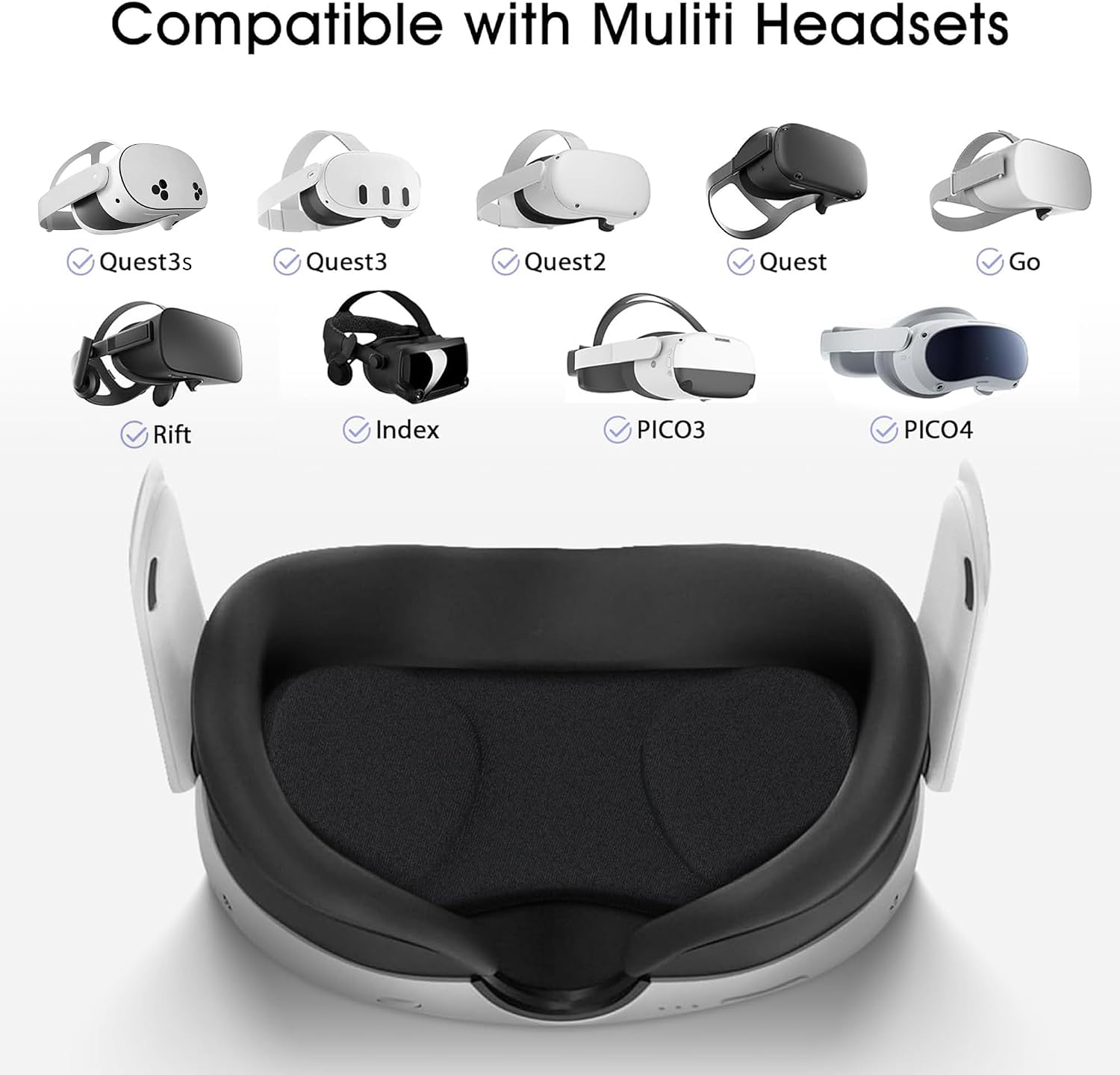 (1 Pack) VR Lens Protector Cover Compatible for Quest 3S, Quest 3/2/1, Valve Index, PICO 3/4/4 pro/4 Ultra, Dust Proof Washable Protective Sleeve Sunlight Blocking Anti-Scratch - Black