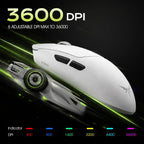 Ultra Wireless Gaming Mouse Tri-Mode with 30K Optical Sensor | 51g Lightweight 50-42000 DPI High Performance Gaming Mice, 5 Programmable Controls, Bluetooth Mouse for PC Mac Laptop, White