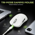 Ultra Wireless Gaming Mouse Tri-Mode with 30K Optical Sensor | 51g Lightweight 50-42000 DPI High Performance Gaming Mice, 5 Programmable Controls, Bluetooth Mouse for PC Mac Laptop, White