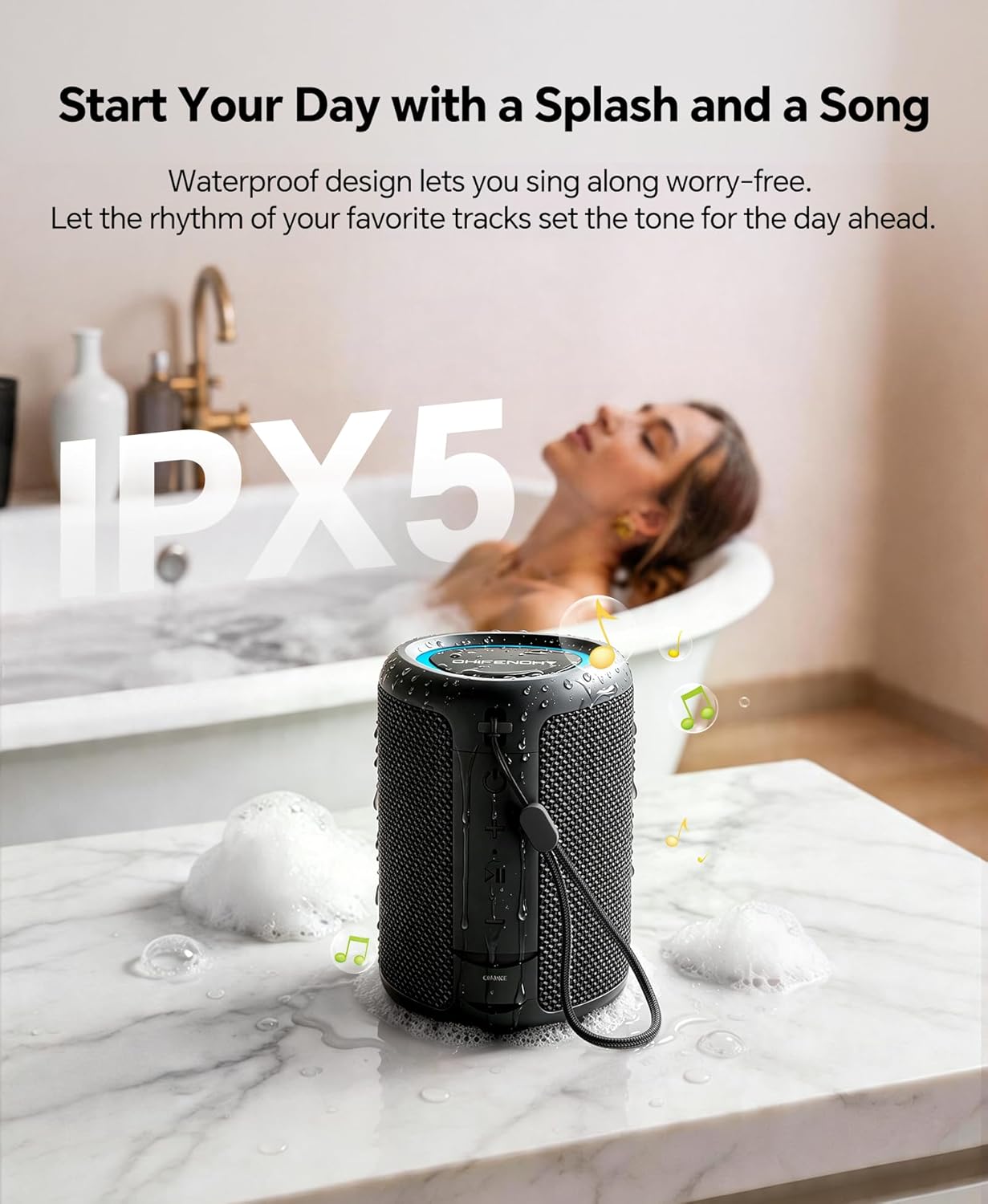 Portable Bluetooth Speaker Beach Essentials: IPX5 Waterproof for Outdoor | Powerful HD Sound,Dynamic Light,All Day Playtime,Wireless BT 5.3,TWS Pairing,Travel|Camping|Pool Accessorie,School Supplies